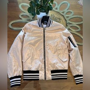 HUDSON Womens Mets Bomber Jacket Thick Puff Bomber Zip Jacket $295 NWT